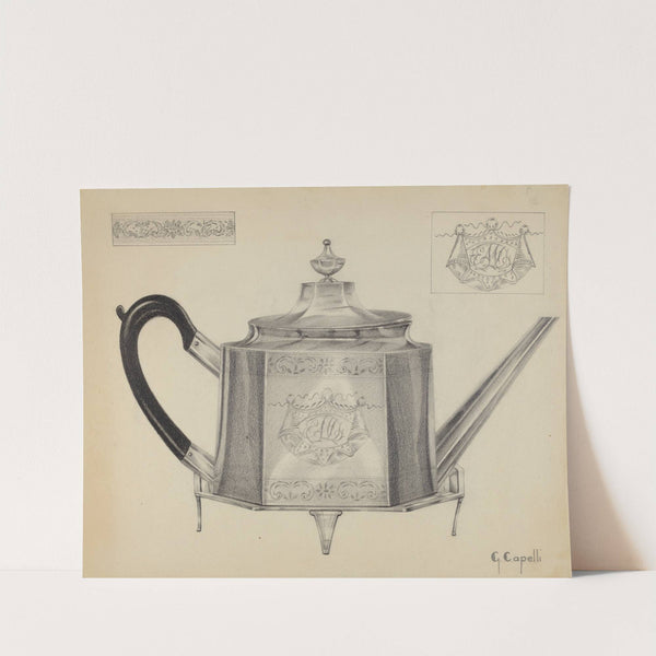 Silver Teapot with Tray by Giacinto Capelli