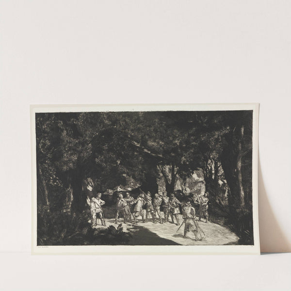 Simplicius unter den Soldaten (Intermezzi, Opus IV, Blatt 9) (1881) by Max Klinger