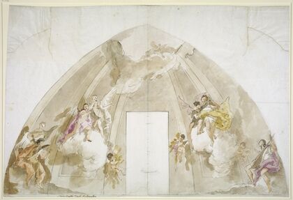 Singing and Music-Making Angels; Preparatory drawing for the ceiling of Udine Cathedral
