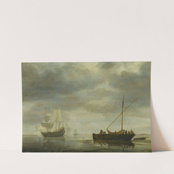 Single-Master and Frigate Firing Salute on a Calm Sea by Simon de Vlieger