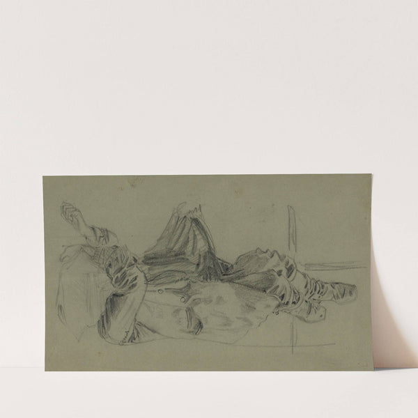 Single reclining figure with cloth over face (1860-1865) by Alfred Rudolph Waud