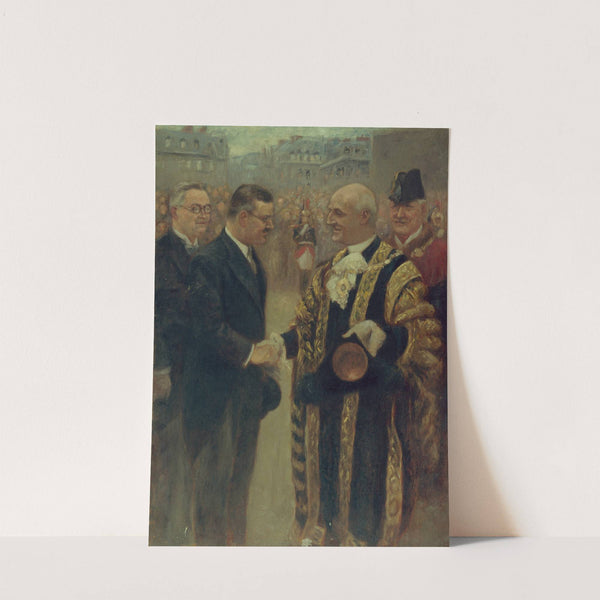 Sir George Broadbridge, lord-maire de Londres, serre la main M. Raymond Laurent, président du Conseil municipal (1937) by Noël Dorville