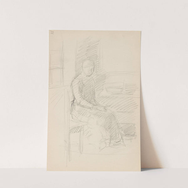 Sittende kvinne i interiør by Signe Scheel