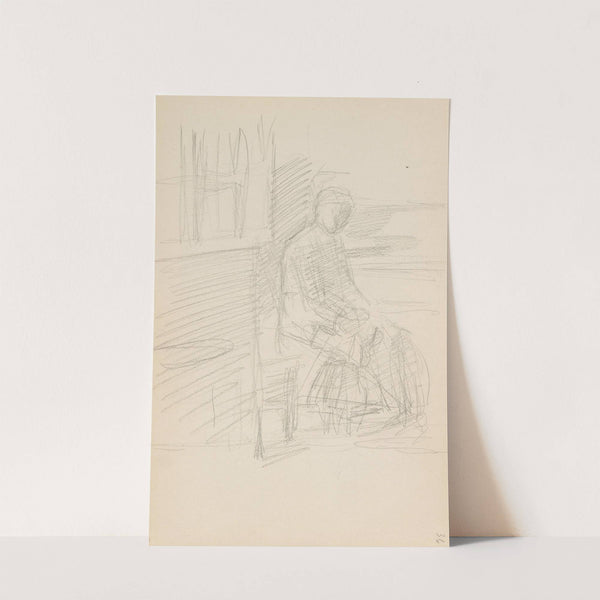 Sittende kvinne i interiør by Signe Scheel