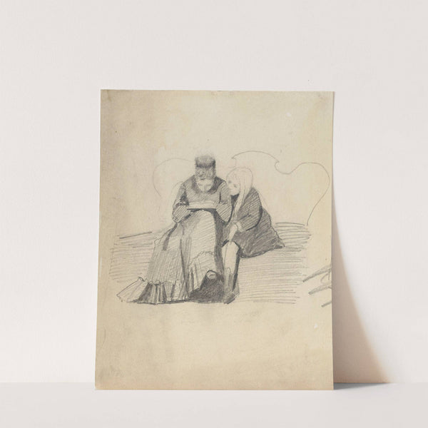 Sittende kvinne og liten jente by Christian Krohg