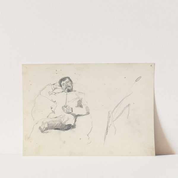 Sittende mann med pipe; dunkjevle (1875-1879) by Christian Krohg