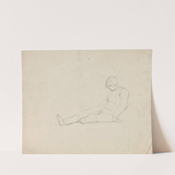 Sittende mann som sover by Adolph Tidemand