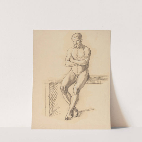 Sittende mannsakt by Adolph Tidemand