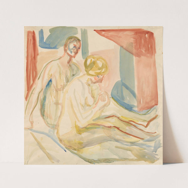 Sittende naken mann og kvinne (1920-1930) by Edvard Munch