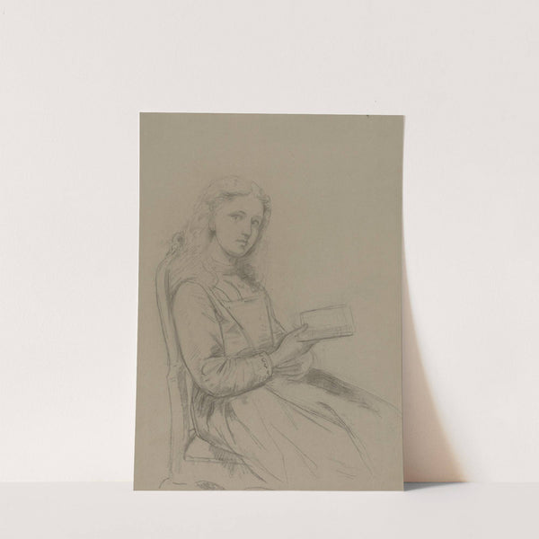 Sittende ung pike med bok by Adolph Tidemand