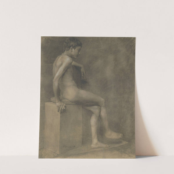 Sitting boy by Jozef Hanula