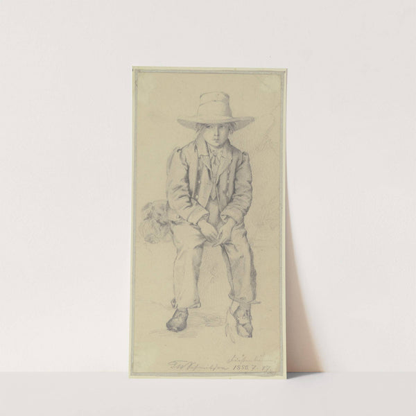 Sitting boy with dog by Teutwart Schmitson