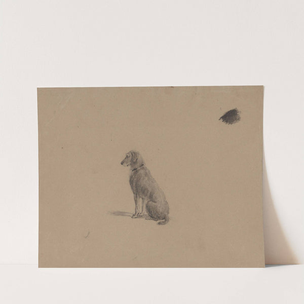 Sitting dog by Adolph Tidemand