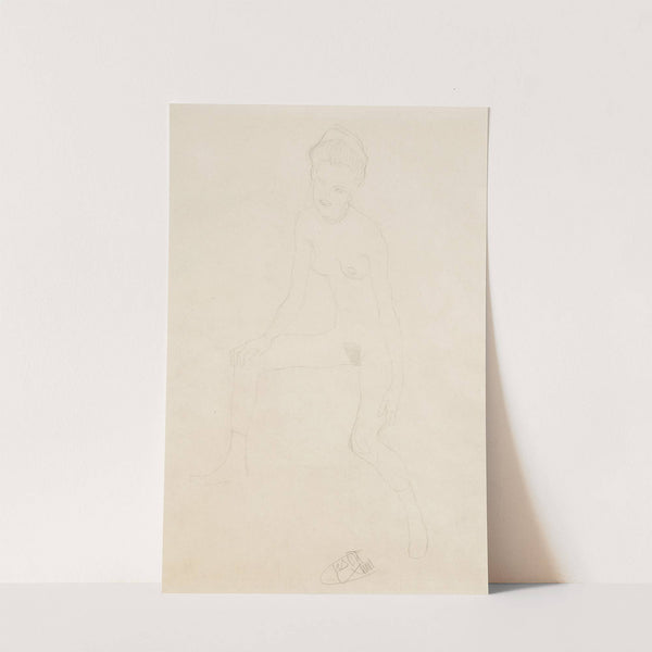 Sitting female nude by Gustav Klimt