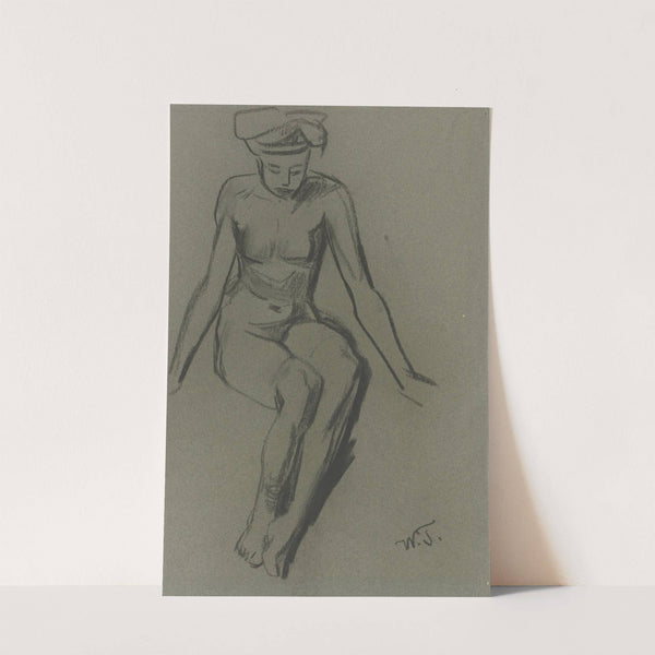 Sitting female nude by Wilhelm Trübner