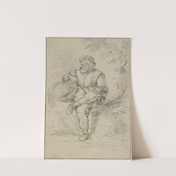 Sitting fisherman with basket by Simon de Vlieger