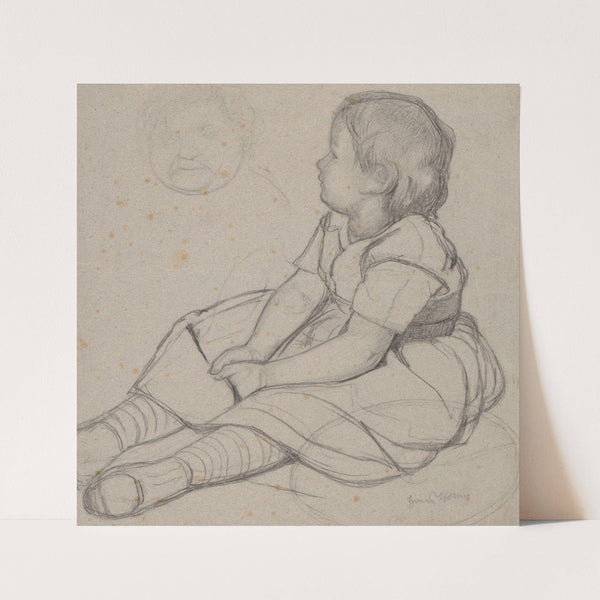 Sitting Girl and an Outline of an Old Woman’s Head (1878) by Hans Thoma