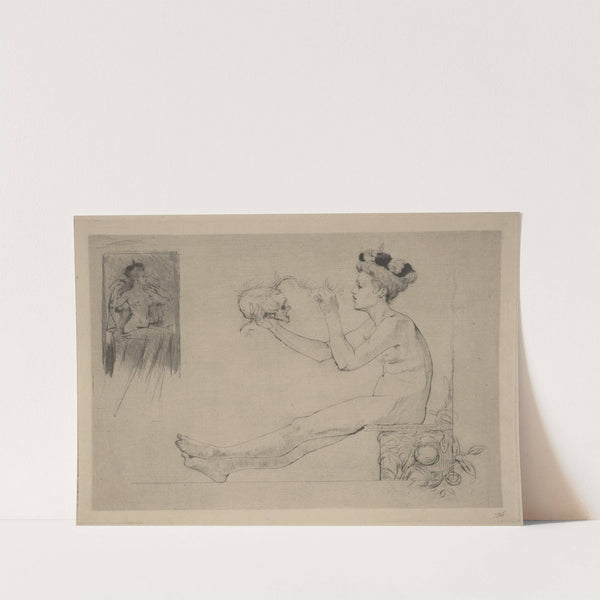 Sitting girl, drinking from a bowl by Armand Rassenfosse