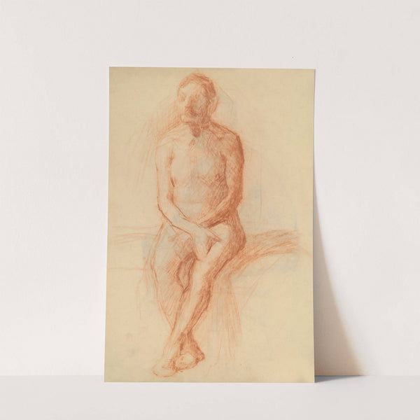 Sitting male nude by Elemír Halász-Hradil