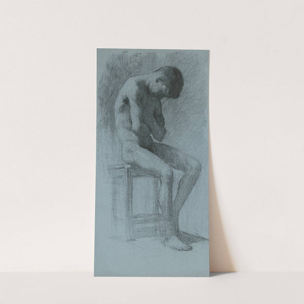 Sitting male nude by Elemír Halász-Hradil
