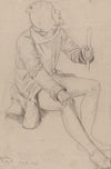 Sitting man with hood and staff (Between 1839 and 1841)