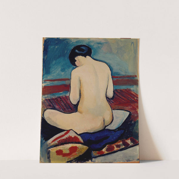 Sitting Nude with Pillow (1911) by August Macke