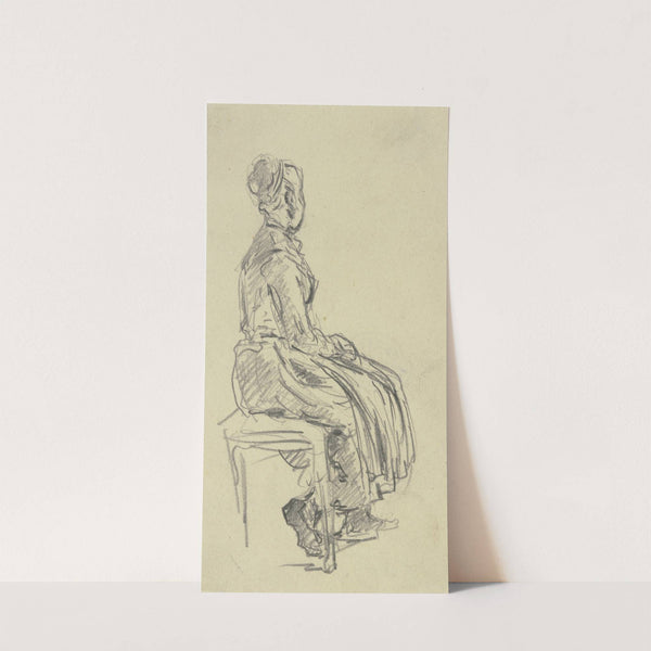 Sitting peasant girl by Anton Burger