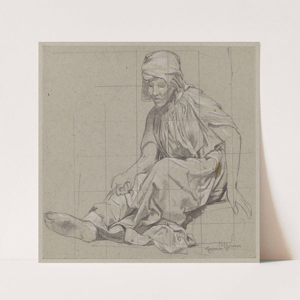 Sitting Woman in a Draped Robe (1889) by Hans Thoma