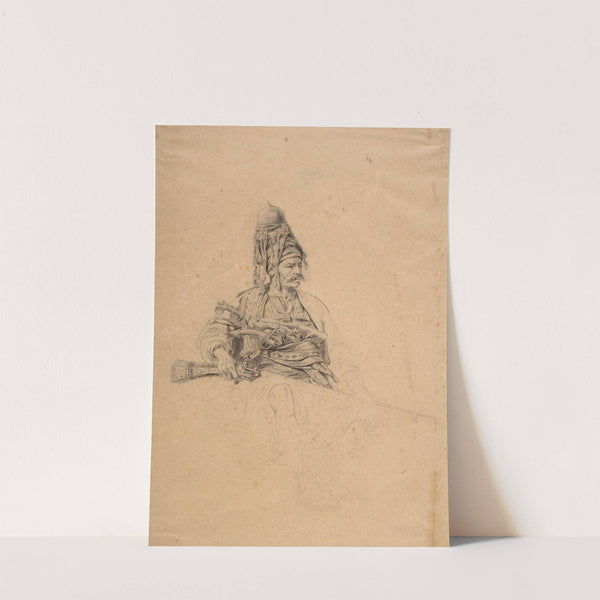 Sitting zeybek with a rifle – study for the painting (1864 - 1876) by Stanisław Chlebowski