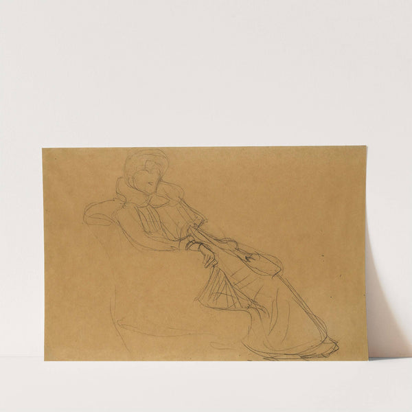 Sitzend Nach Rechts Im Dreiviertelprofil (Seated Figure From The Right In Three-Quarter Profile) by Gustav Klimt