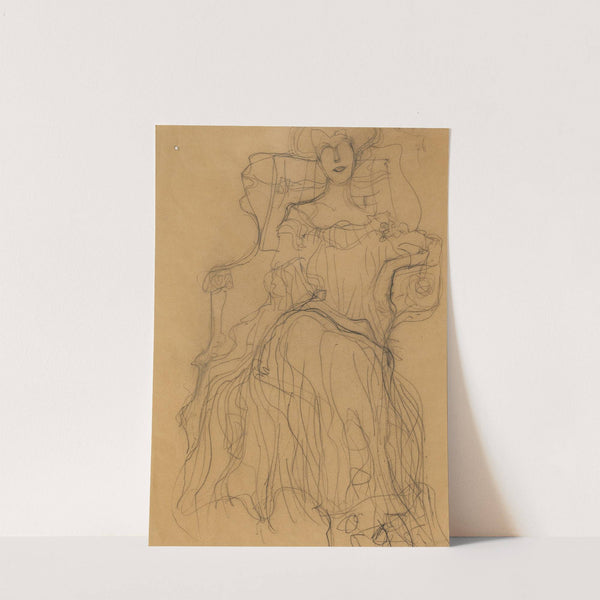 Sitzend von vorne by Gustav Klimt