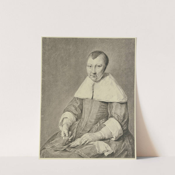 Sitzende alte Frau, die Handschuhe auf den Knien, den Fächer in der Hand by Jan Gerard Waldorp