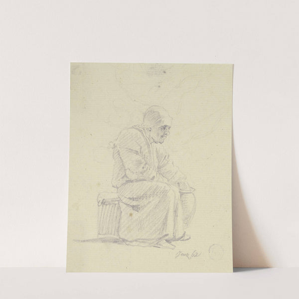 Sitzende alte Frau im Profil nach rechts, mit der Linken in einen neben ihr stehenden Topf greifend by Daniel Nikolaus Chodowiecki