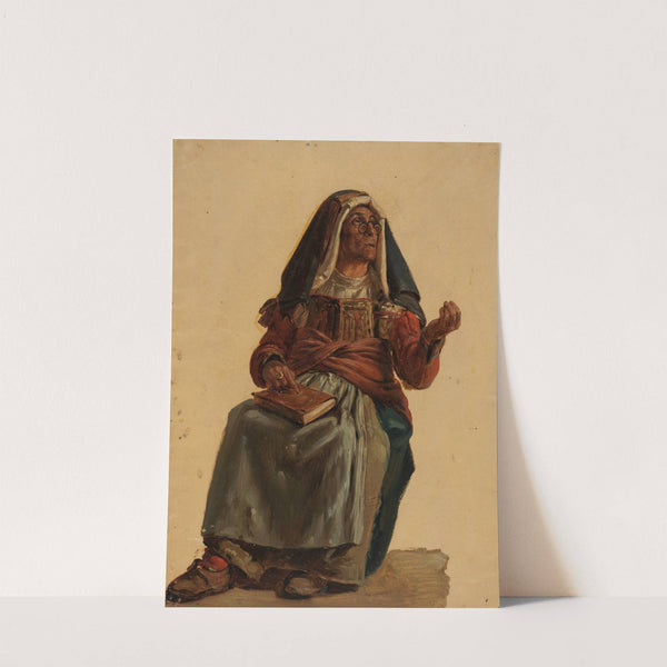 Sitzende alte Italienerin mit einem Buch im Schoß by Johann Baptist Kirner