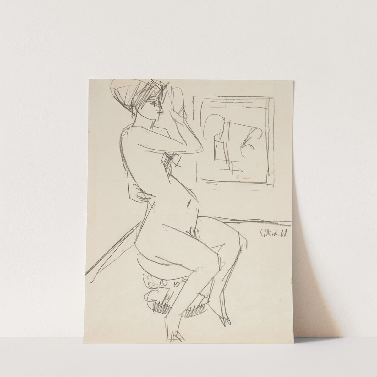 Sitzende auf dem Pantherstuhl (Toilette – Frau vor Spiegel) (1911) by Ernst Ludwig Kirchner