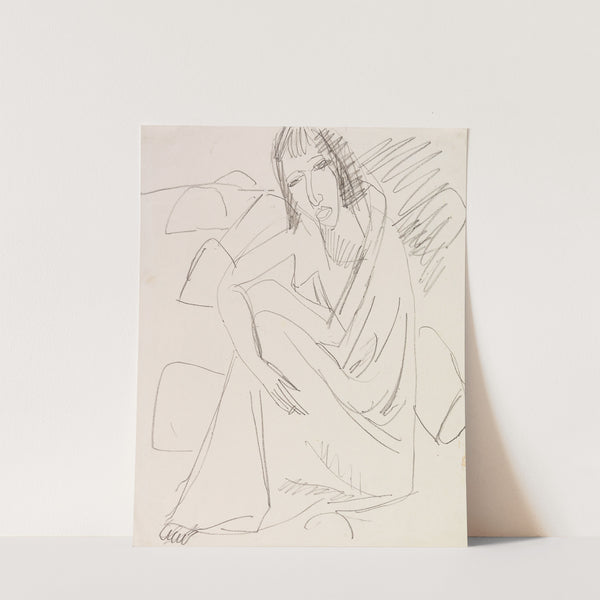 Sitzende Frau im Badetuch am Strand (1913) by Ernst Ludwig Kirchner