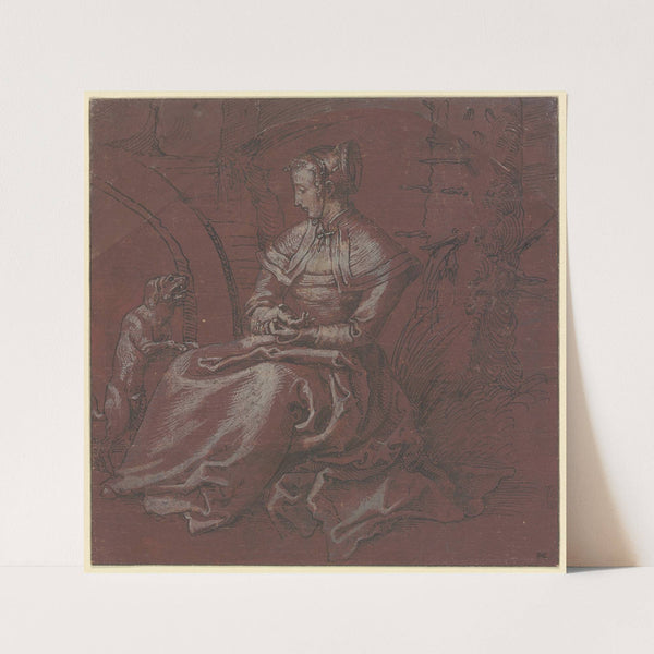 Sitzende Frau mit einem Hund (1510-1520) by Niklaus Manuel