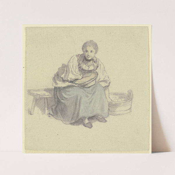 Sitzende Frau mit Holzbütte by Johann Ludwig Aberli