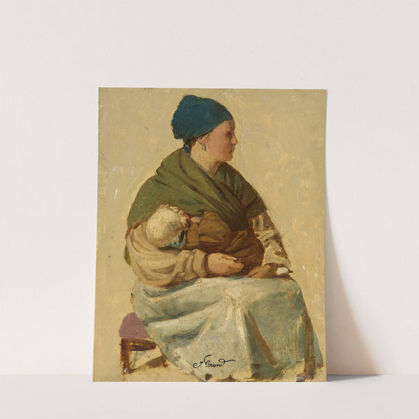 Sitzende Frau mit Kind (Studie) (1842 - 1887) by Johann Grund