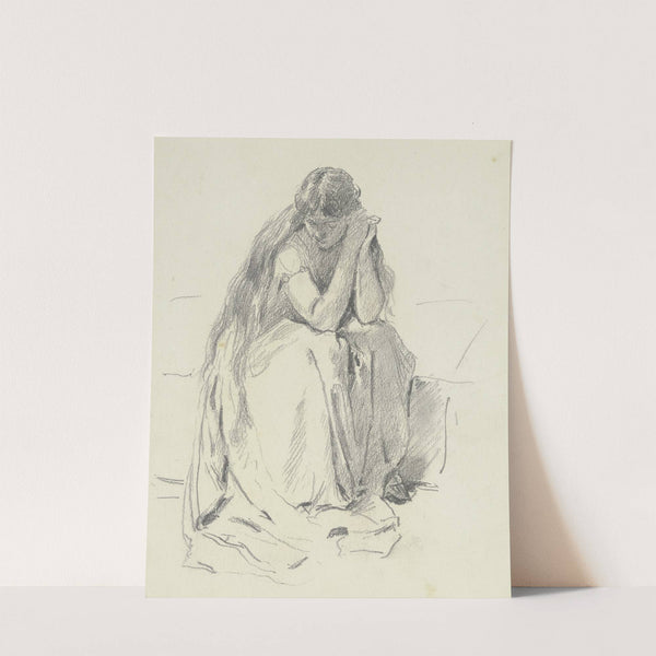 Sitzende Frau mit langem Haar (Loreley) by Otto Scholderer