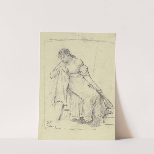 Sitzende Frau mit Mandoline by Otto Scholderer