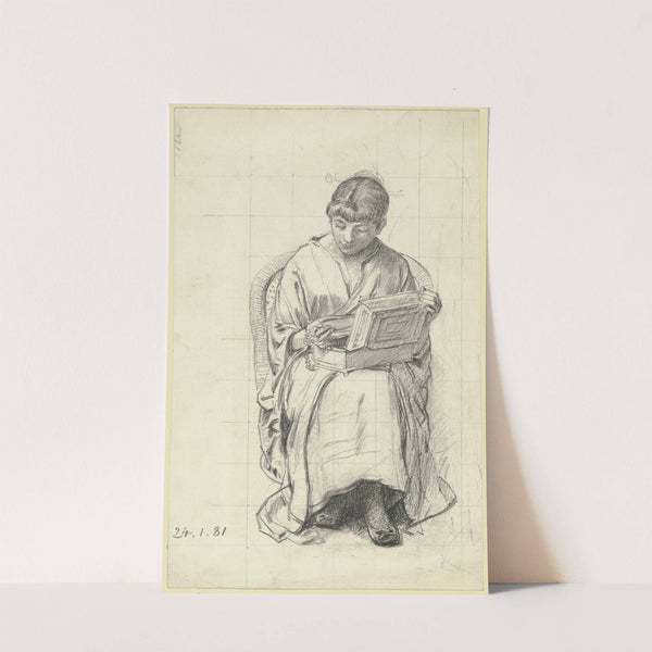 Sitzende Frau mit Schmuckkasten aus den 'Maskierten' by Otto Scholderer