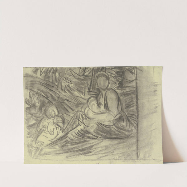 Sitzende Frau mit zwei Kindern by Dora Hitz