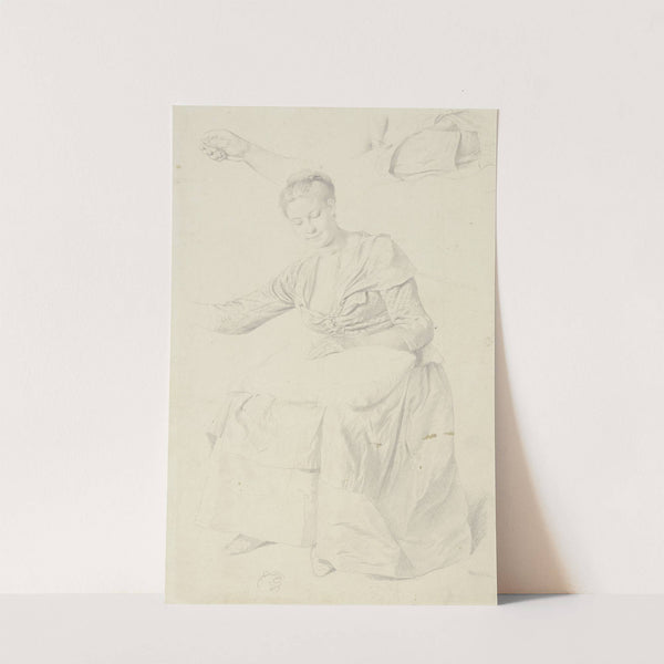 Sitzende junge Mutter mit einem Kissen auf dem Schoß by Eugen Klimsch