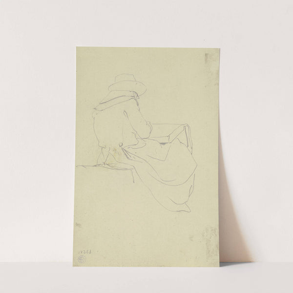 Sitzende Rückenfigur eines Zeichners mit dem Skizzenbuch auf den Knien by Wilhelm von Kobell
