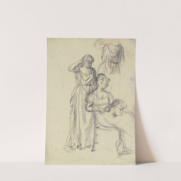 Sitzende und Stehende aus der 'Vorbereitung zum Kostümball' by Otto Scholderer