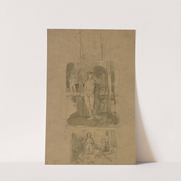 Sitzende und stehende Figuren, ein weiblicher Akt by Hans Von Marées