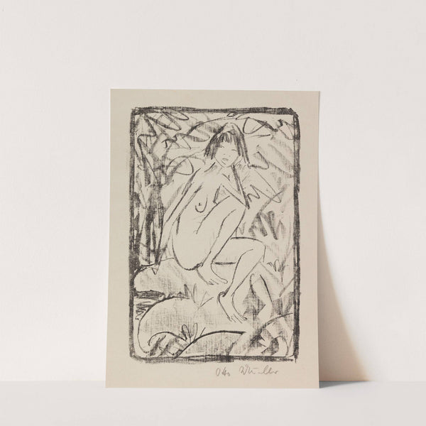 Sitzende, von Blattwerk umgeben (helle Fassung) by Otto Mueller