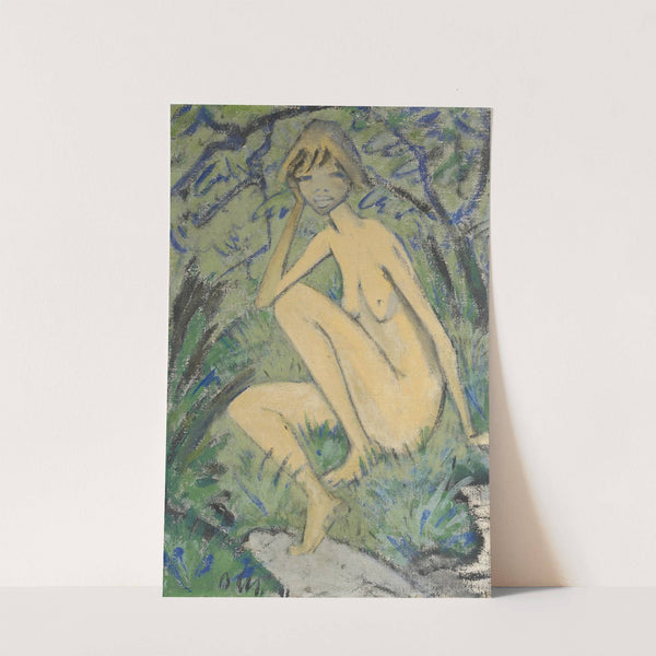 Sitzender Akt in Landschaft by Otto Mueller