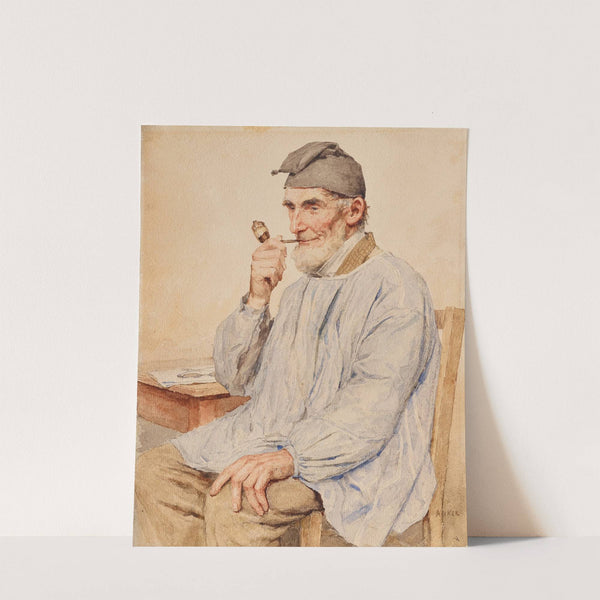 Sitzender Bauer mit Pfeife (1900) by Albert Anker